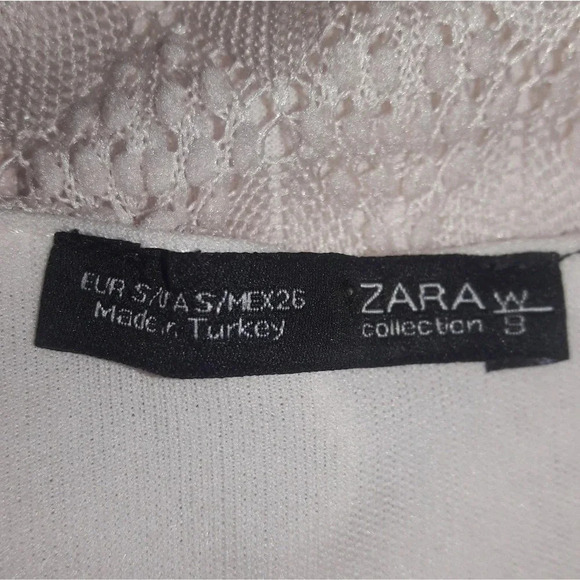 Zara Crochet Lace Swiss Dot Pink Mini Dress S - Picture 5 of 7